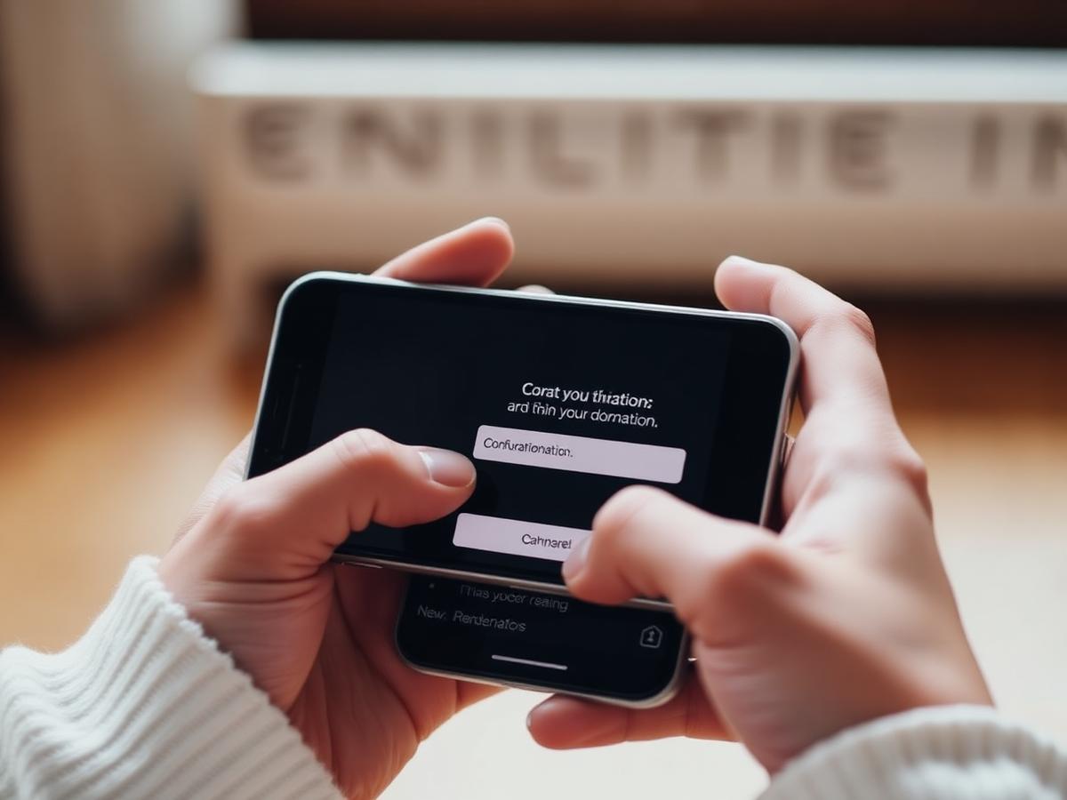 A donor confirming a gift on their phone